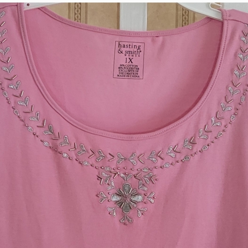 HASTING & SMITH Pink Tank Top Plus Size 1X - Picture 3 of 5